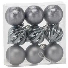 Ялинкові пластикові кульки Chomik компл. 9шт, Ø 6см, сірі