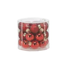 Ялинкові скляні кульки Chomik комплект 24 шт, Ø 2,5 см, червоні