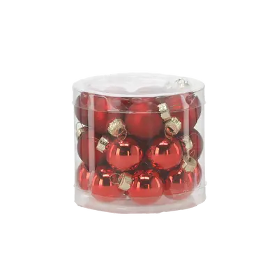 Ялинкові скляні кульки Chomik комплект 24 шт, Ø 2,5 см, червоні