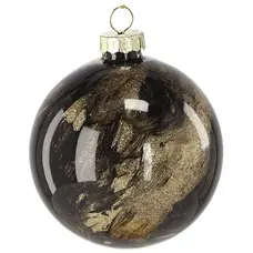 Ялинкова скляна прикраса Chomik золотисто-чорний мармур 8 см, куля