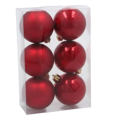 Ялинкові пластикові кульки Chomik комплект 6шт, Ø6 см, червоні