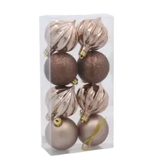 Ялинкові пластикові кульки Chomik комплект 8шт, Ø 6см, шампань