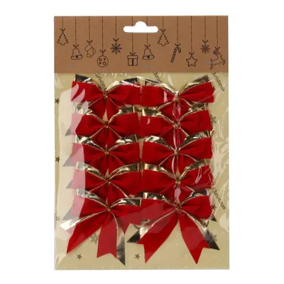 Бант декоративний Chomik текстиль 6 см, 10 шт, червоно-золоті