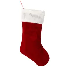 Шкарпетка новорічна декоративна Chomik 47 см, червона з білим