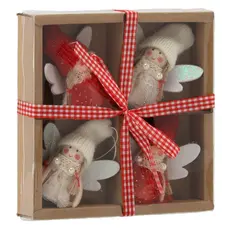 Прикраса-підвіска Chomik Фея 6 см, комплект 4шт, червоно-бежеві