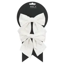 Бант декоративний білий велюр Mica Decorations 13 см, 2 шт