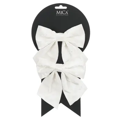 Бант декоративний білий велюр Mica Decorations 13 см, 2 шт