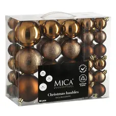 Ялинкові пластикові кульки Mica Decorations комплект 46 шт, Ø 4/6/8 см, шоколад