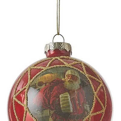 Ялинкова скляна кулька "Санта", 8 см., "House of Seasons", колір червоний