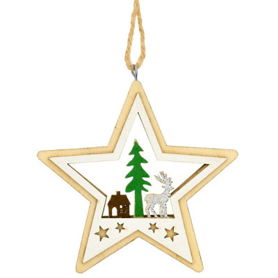 Декоративна підвіска 10 см, Зірка, дерев'яна, House of Seasons