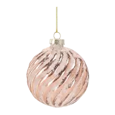 Ялинкова скляна кулька "Chomik" Ø 8 см, рельєф хвилястий, рожево-золотава