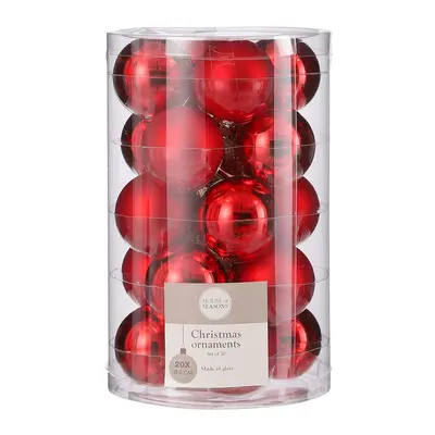 Ялинкові скляні кульки "House of Seasons" комплект 20 шт, Ø 4 см, червоні