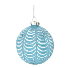 Ялинкова скляна кулька "Chomik" Ø 8 см, рельєф луска, блакитна
