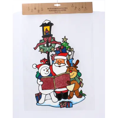 Наклейка новорічна "Казка з Сантою, сніговиком та оленям" Chomik, 31х47 см