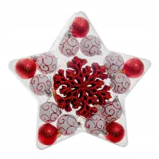 Набір новорічних прикрас у формі зірки, 25 шт., пластик, білий з червоним