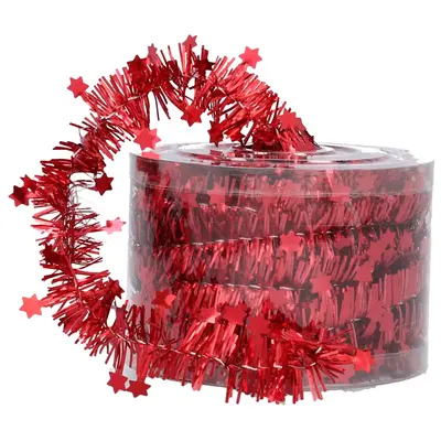 Мішура декоративна із зірками Chomik 7 м, червона