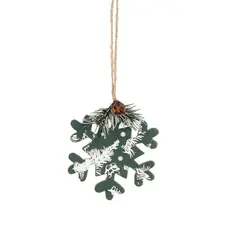 Підвіска декоративна House of Seasons Сніжинка, дерево, 9 см, білий з зеленим
