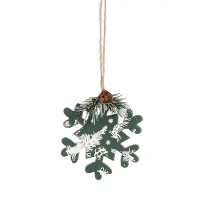 Підвіска декоративна House of Seasons Сніжинка, дерево, 9 см, білий з зеленим