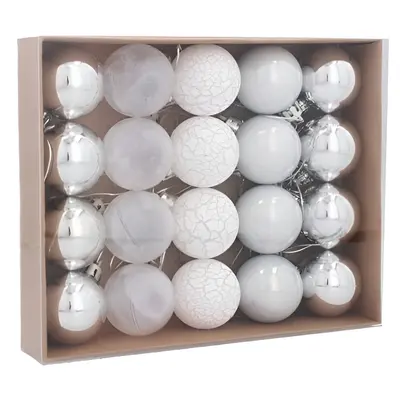 Ялинкові пластикові кульки Chomik комплект 20 шт, Ø 4см, сріблясті