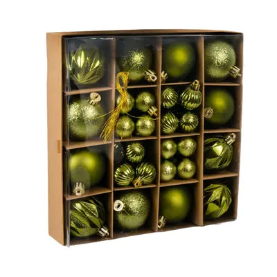 Ялинкові пластикові кульки Chomik компл. 44шт, Ø 3/6см, зелені