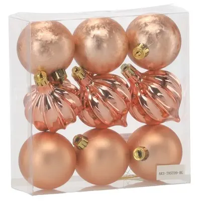 Ялинкові пластикові кульки Chomik компл. 9шт, Ø 6см, рожеві