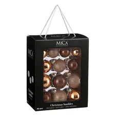 Ялинкові скляні кульки Mica Decorations компл. 26 шт, Ø 7/6/5 см, шоколад