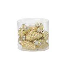 Ялинкові скляні прикраси Chomik Шишки комплект 16 шт, 3х6 см, золотисті