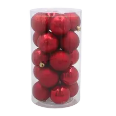 Ялинкові пластикові кульки Chomik комплект 20шт, Ø 5см, червоні