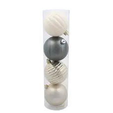 Ялинкові пластикові кульки Chomik комплект 4 шт, Ø 8 см, мікс кольорів