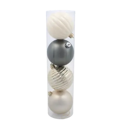 Ялинкові пластикові кульки Chomik комплект 4 шт, Ø 8 см, мікс кольорів