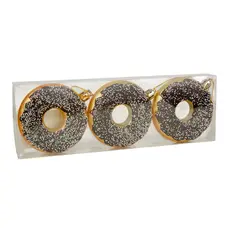 Ялинкові пластикові прикраси Chomik Пончики комплект 3шт, Ø 8см, коричневі