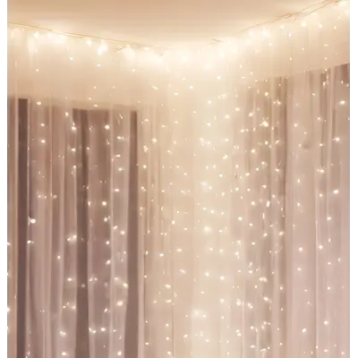 Гірлянда електрична Chomik "Штора", 150 LED теплий білий, 3x1,5м, USB, з пультом, від мережі