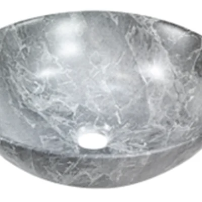 Раковина накладна, кругла 40 см Dokos,сіра, мармуровий ефект, CE-19-707