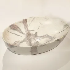 Раковина накладна, овальна 61 см. мармур ефект, беж/коричн,матова KAFE, CE-62-721