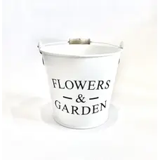 Відро 2л з тисненням, "FLOWERS & GARDEN" Vitan, колір білий (чорний шрифт)