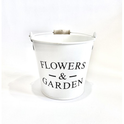 Відро 2л з тисненням, "FLOWERS & GARDEN" Vitan, колір білий (чорний шрифт)