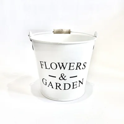 Відро 2л з тисненням, "FLOWERS & GARDEN" Vitan, колір білий (чорний шрифт)