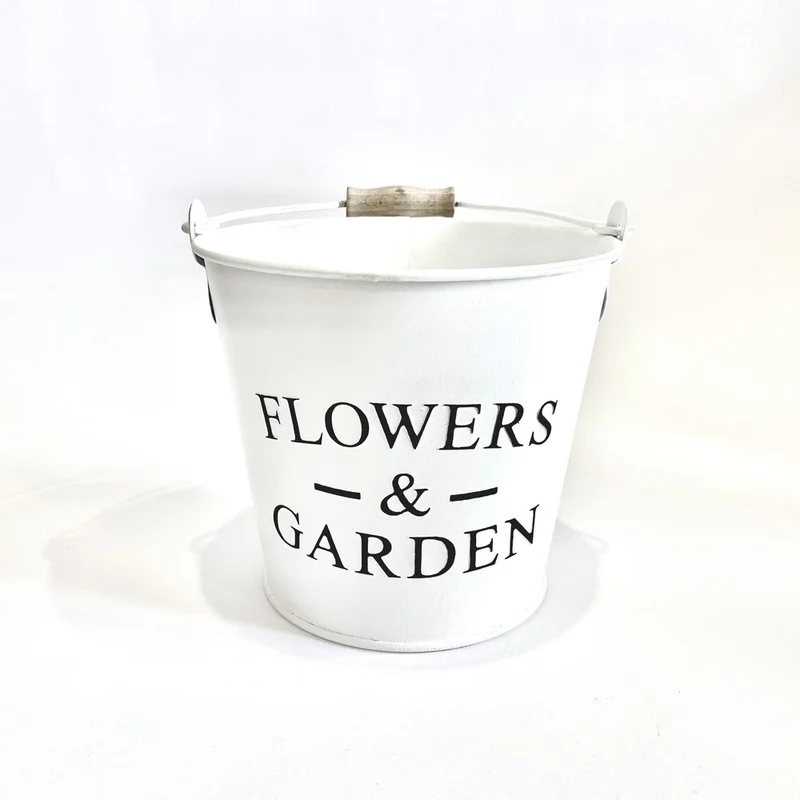 Відро 2л з тисненням, "FLOWERS & GARDEN" Vitan, колір білий (чорний шрифт)