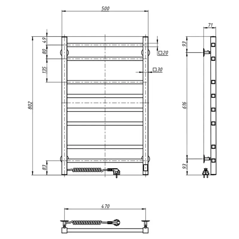 Електрична рушникосушарка н/ж.Loft 500*800L Sensor ( А0057520 )