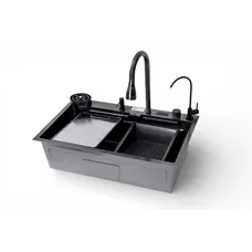 Мийка кухонна TWITER-2 7546 чорна з нержавіючої сталі 75*46*22 BLACK ( А0059849 )