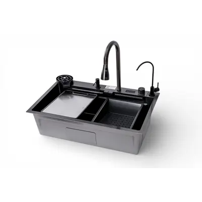 Мийка кухонна TWITER-2 7546 чорна з нержавіючої сталі 75*46*22 BLACK ( А0059849 )