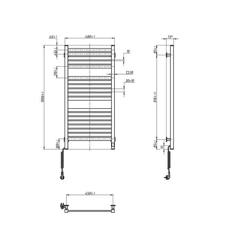 Електрична рушникосушарка Авангард X 480*1000L Sensor WF чорн ( А0061454 )