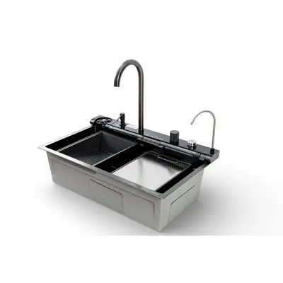 Мийка кухонна PIANO P-7 7546 чорна з нержавіючої сталі 75*46*22 BLACK ( А0059852 )