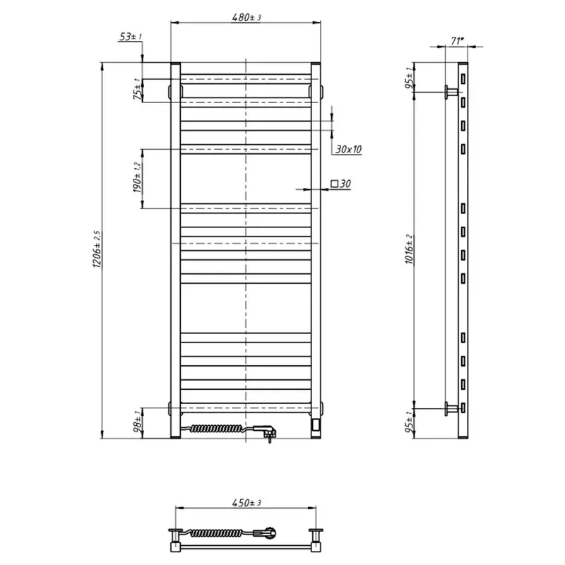 Електрична рушникосушарка Авангард X 480*1200L Sensor WF чорн ( А0061242 )