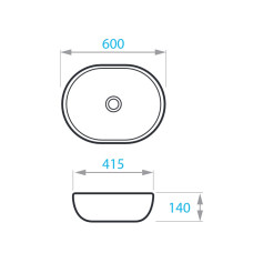 ROUND умивальник на стільницю 600х415 мм