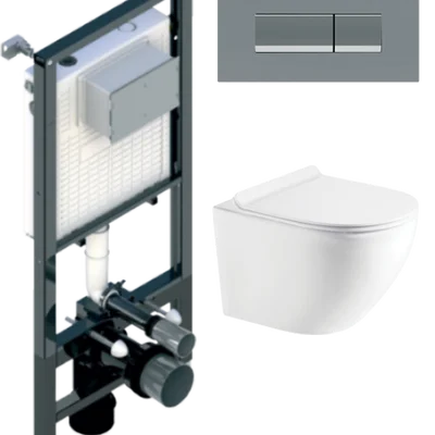 Інсталяція Koller Pool Alcora ST1200 + панель змиву Integro Chrome + підвісний унітаз ROUND