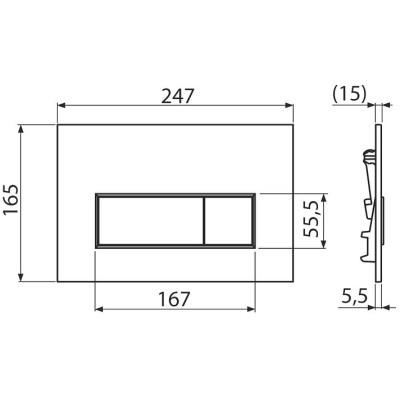 Інсталяція AlcaPlast 4в1 AM101/1120 з хромованою прямокутною кнопкою M571 + підвісний унітаз ROUND