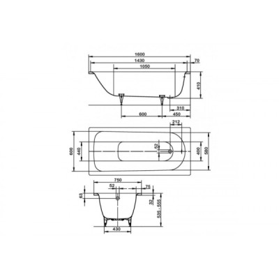 Ванна Saniform Plus 1,6х75 mod 372-1