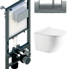 Інсталяція Koller Pool Alcora ST 1200 + панель змиву Kvadro Chrome + підвісний унітаз ROUND