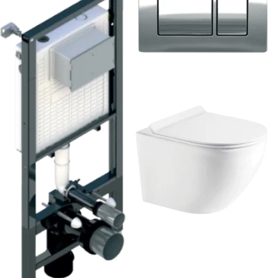Інсталяція Koller Pool Alcora ST 1200 + панель змиву Kvadro Chrome + підвісний унітаз ROUND